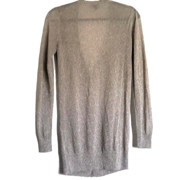 Ann Taylor Cardigan Sweater Champagne Gold Sparkle Pockets MOP Buttons EUC Sz XS - Picture 3 of 4